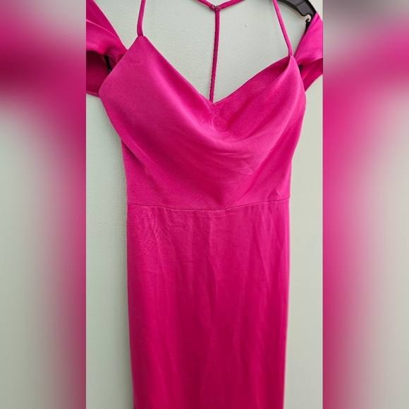 Vera Wang Bride Muriel Satin Open-Back Gown Dress Pink/ Fuchsia Size 4 - Picture 9 of 16